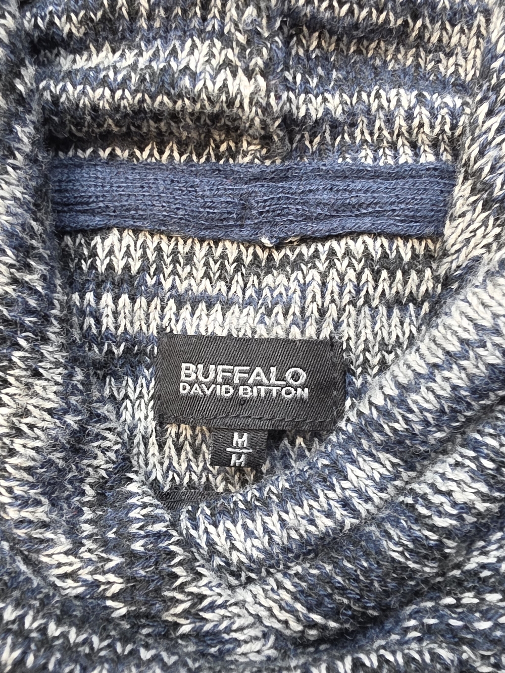 Buffalo David Bitton Men's Navy and White Marled Crewneck Sweater